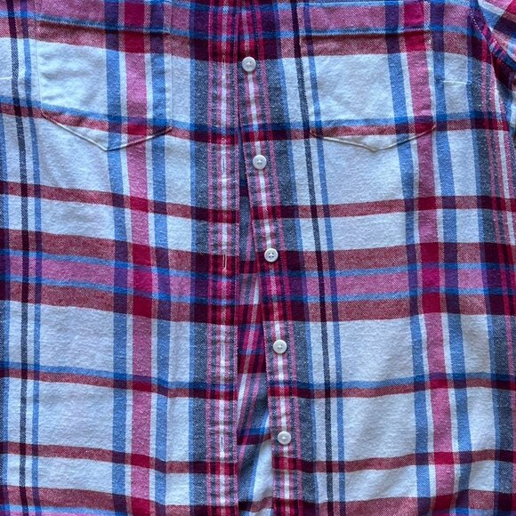 Woolrich Dress Shirt Womens Large Pink And Blue Plaid Cotton Button up Shirt - Picture 2 of 6